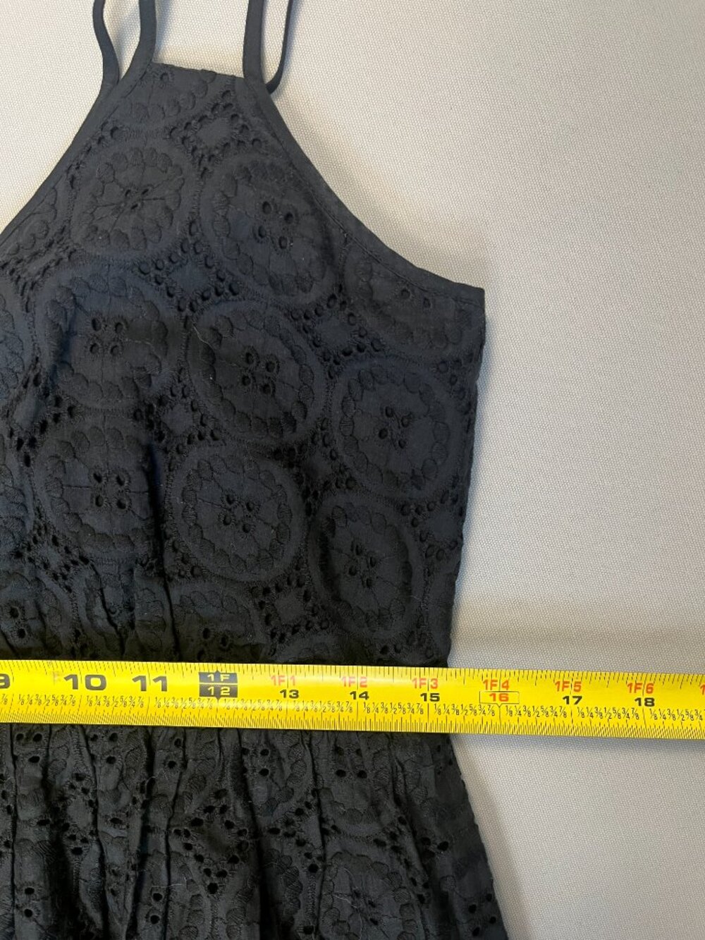 J. Crew Eyelet Midi Dress Sleeveless Black 100% Cotton with Pockets Size 6 - Picture 6 of 8